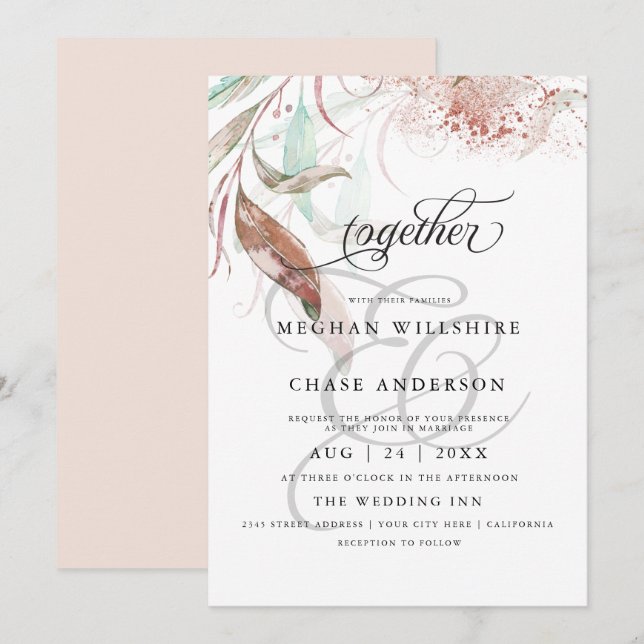 WEDDING-INVITE | Wispy Spray of Autumn Foliage Inbjudningar (Fram/baksida)