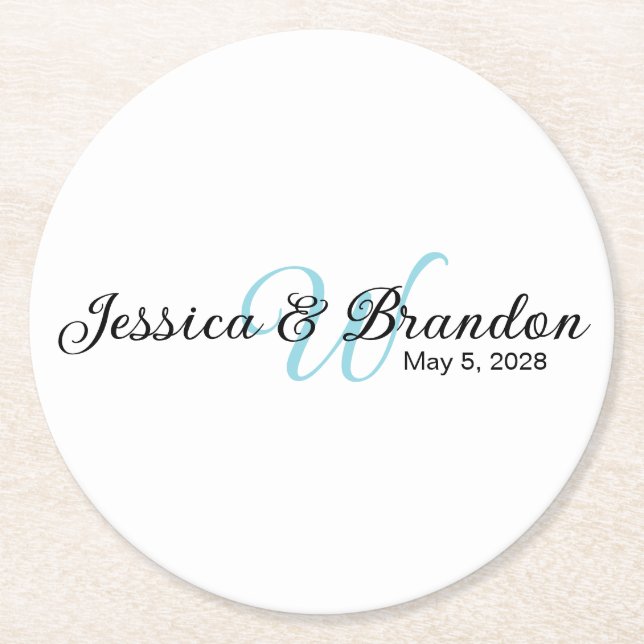 Wedding Label 016 Underlägg Papper Rund (Framsidan)