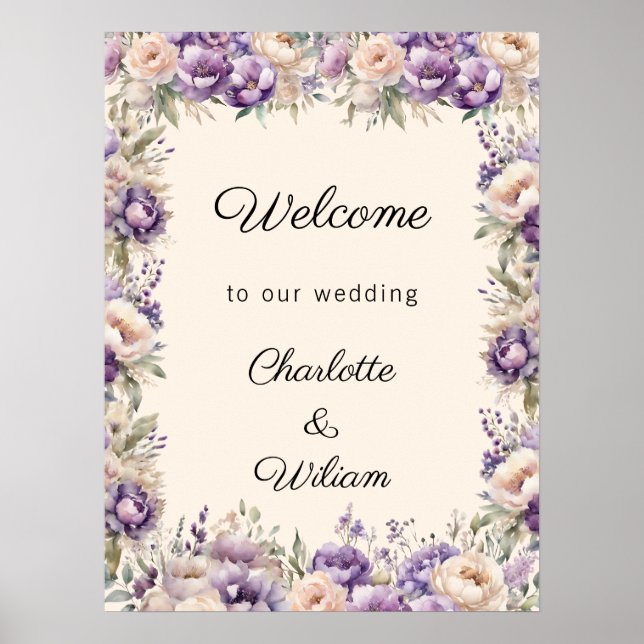 Wedding lavender champagne cream welcome poster (Framsidan)