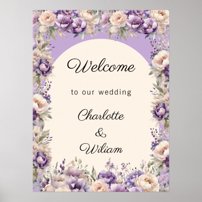 Wedding lavender champagne cream welcome poster (Framsidan)