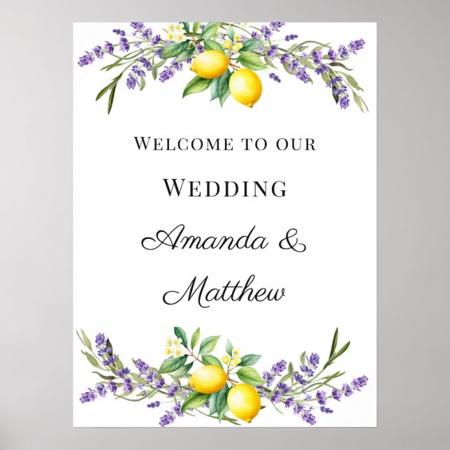 Wedding lavender lemons welcome poster (Framsidan)