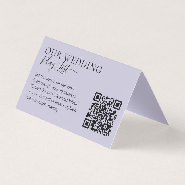 Wedding Lavender Lilac QR Code Playlist Kort (Framsida)