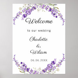 Wedding lavender watercolored welcome poster