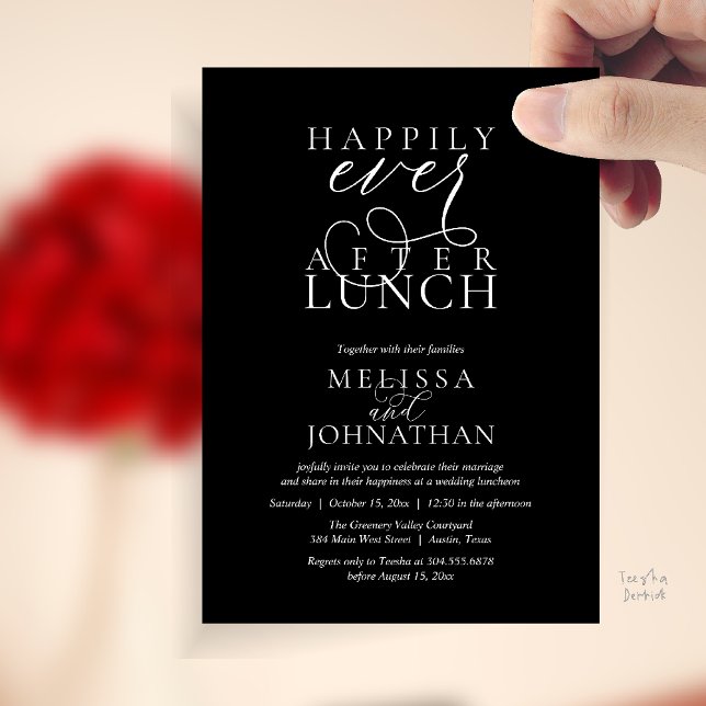 Wedding Lunch Invites, Elegant Happily Ever After Inbjudningar (Wedding Lunch Invites, Elegant Happily Ever After Invitation Card in Black and White)