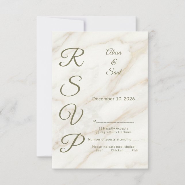 Wedding Marble and Laurel / Boda Mármol y Laurel OSA Kort (Framsida)