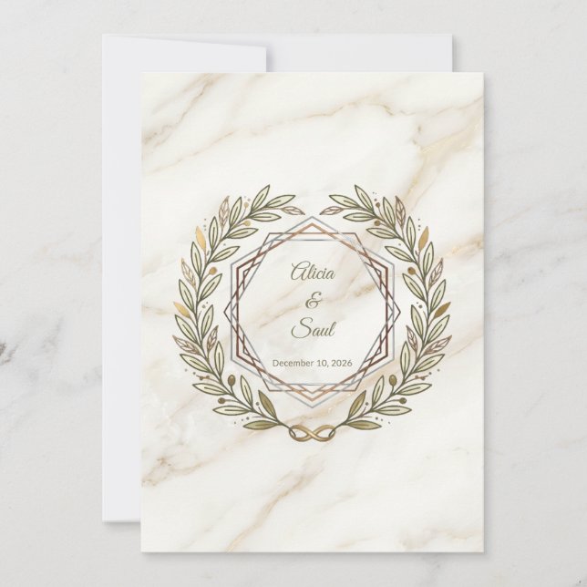 Wedding Marble and Laurel / Boda Mármol y Laurel Tack Kort (Framsida)