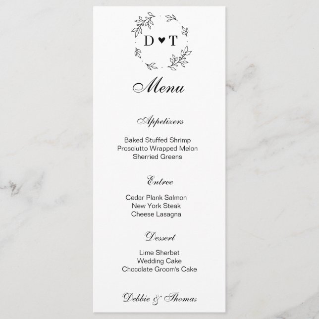 Wedding Menu Card Meny (Framsida)