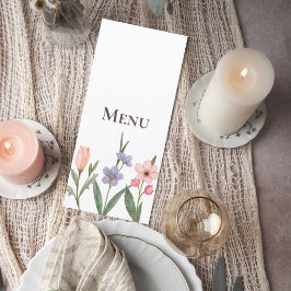 Wedding Menu with Soft Botanical Garden Design Meny