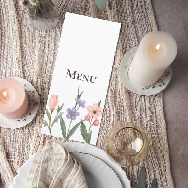 Wedding Menu with Soft Botanical Garden Design Meny (Skapare uppladdad)