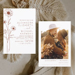 Wedding Minimalist Terracotta Photo Floral Inbjudningar<br><div class="desc">Minimalist Botanical Floral Line Art Terracotta (terra cotta) and Neutral Brown Earth Tone Boho Bohemian Sketch Wedding Autumn (Fall),  Winter,  Spring or Summer with Photo or Picture Invitations - includes beautiful and elegant script typography for the special Wedding Day celebration.</div>