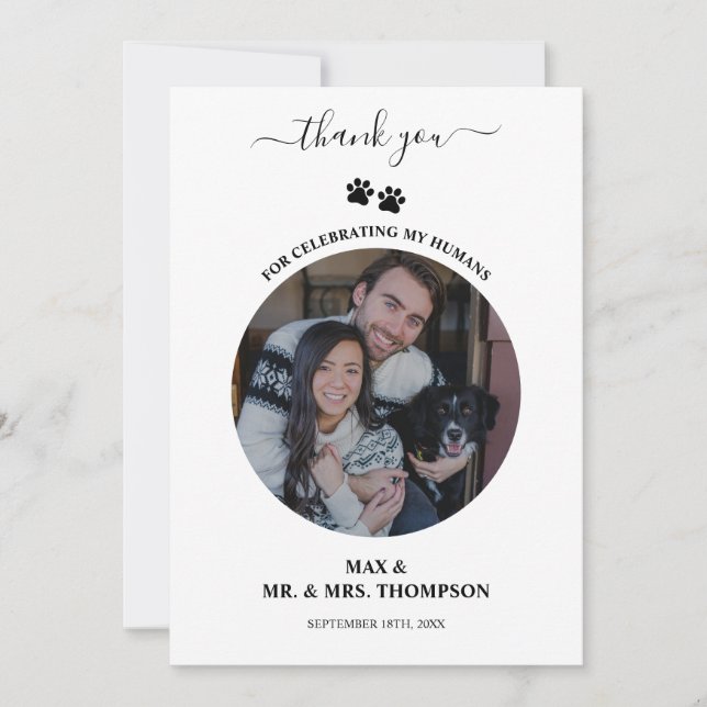 Wedding Modern Photo Couple Pet Dog My Humans  Tack Kort (Framsida)