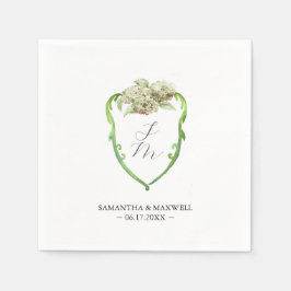 Wedding Monogram Napkins Green Hydrangea Pappersservett