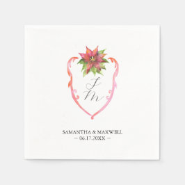 Wedding Monogram Napkins Poinsettia Pappersservett