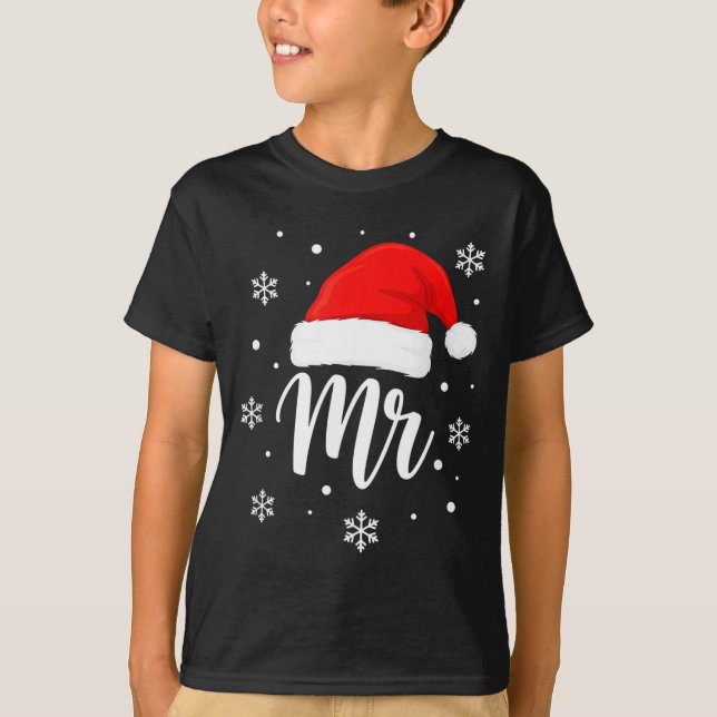 Wedding Mr. Santa Hat, Mr. Christmas Snowflakes Fo T Shirt (Framsida)