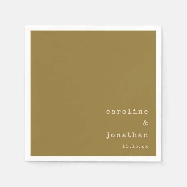 Wedding Names Ochre Typewriter Modern Custom Pappersservett (Framsidan)