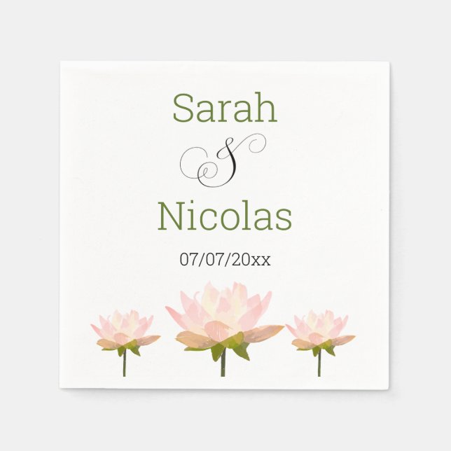 Wedding napkins personalized minimalist pappersservett (Framsidan)