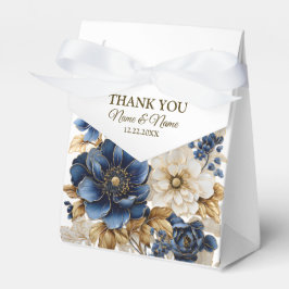 Wedding Navy Blue White Golden Floral Silver Presentaskar