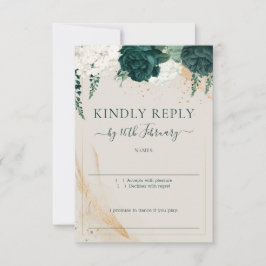 Wedding Neutral Cream Signature Emerald Green Rose OSA Kort