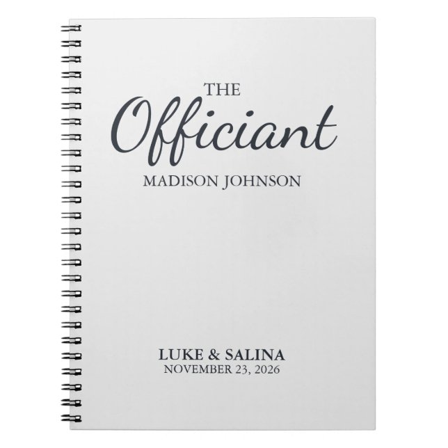 Wedding Officiant Ceremony Personalized Elegant Anteckningsbok (Framsidan)