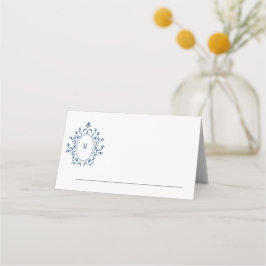 Wedding or event place card Teal Monogram Placeringskort