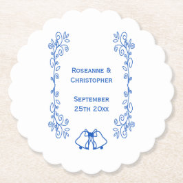 Wedding Paper Coaster Blue Sapphire Bells Underlägg Papper