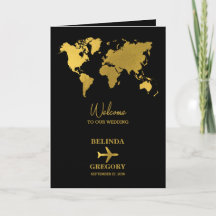 Wedding Passport Black Gold Order of Service