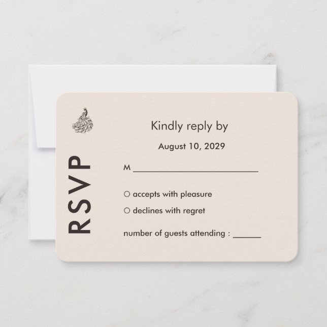 Wedding Peacock Botanical | Couture Response Art OSA Kort (Framsida)