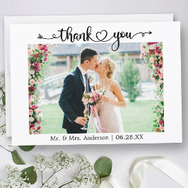 Wedding Photo Calligraphy Script Heart  Tack Kort