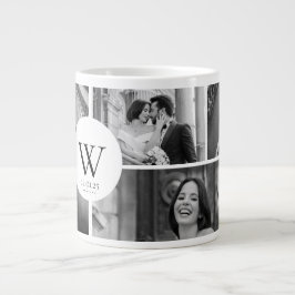 Wedding Photo Collage Mug with Initial & Date Jumbo Mugg