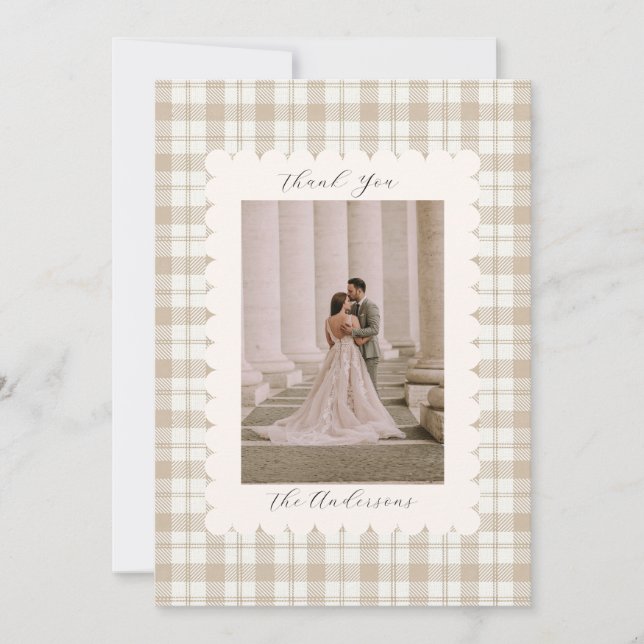 Wedding Photo Guest Appreciation Gingham Tack Kort (Framsida)