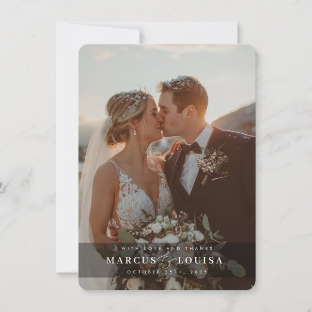 WEDDING PHOTO modern elegant chic ampersand black Tack Kort (Framsida)