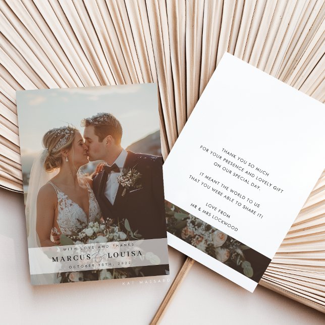 WEDDING PHOTO modern elegant chic ampersand white Tack Kort (Skapare uppladdad)