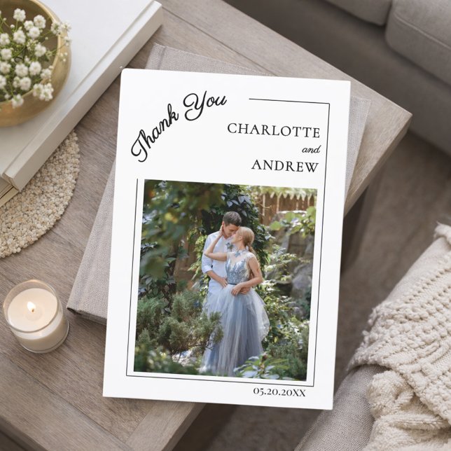 Wedding photo modern simple tack kort (Skapare uppladdad)