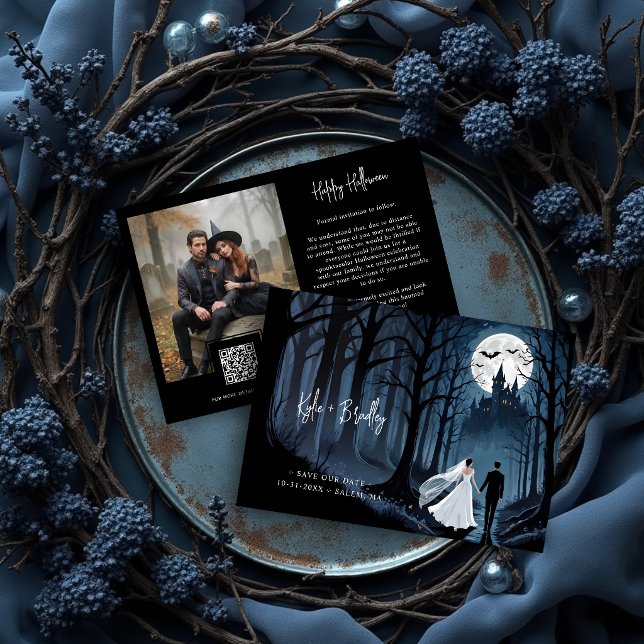Wedding Photo & QR Haunted Castle Gothic Spara Datumet (Skapare uppladdad)