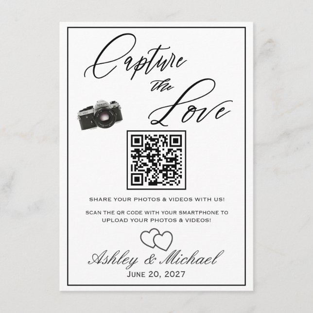 Wedding Photo QR Sign Tilläggskort (Framsida)