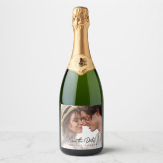 Wedding Photo Save the Date Sparkling Wine Label