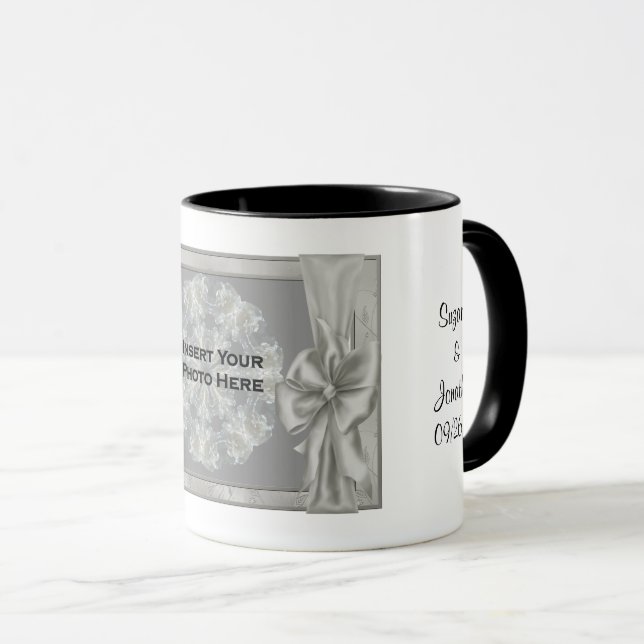 Wedding Photo Silver Personalized Mugg (Framsida höger)