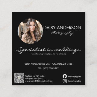 Wedding Photographer Business Card Elegant Wedding Fyrkantigt Visitkort