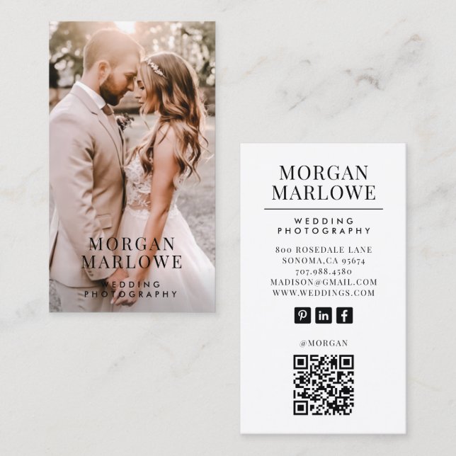 Wedding Photographer Business Card Visitkort (Fram/baksida)