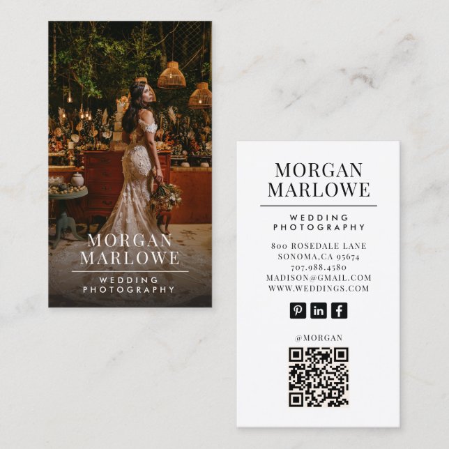 Wedding Photographer Business Card Visitkort (Fram/baksida)