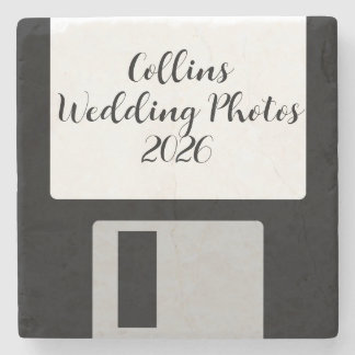 Wedding Photos Stone Coaster | Retro Floppy Disk Stenunderlägg