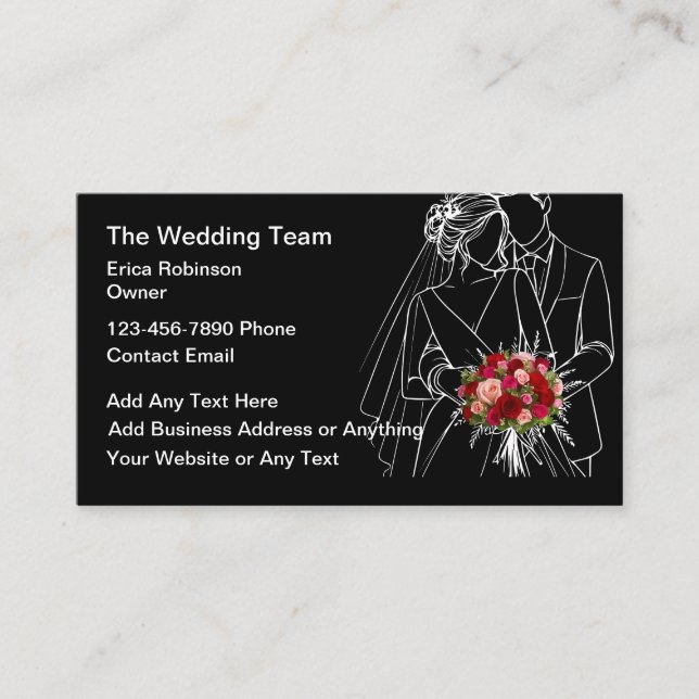 Wedding Planner Bride Groom Flowers Theme Visitkort (Framsida)