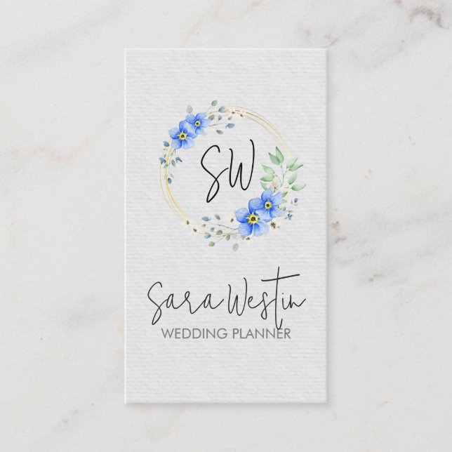 Wedding Planner Flower Floral Monogram Business Ca Visitkort (Framsida)