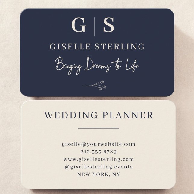 Wedding Planner Navy Blue Visitkort (Skapare uppladdad)