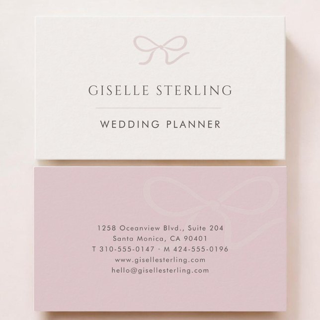 Wedding Planner Pink Bow Visitkort (Skapare uppladdad)