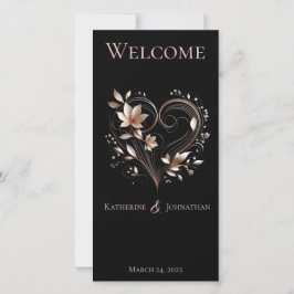 Wedding Program-Rose Gold Flowers with a Heart