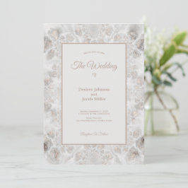 Wedding Reception Gold White Silver Simple Elegant Inbjudningar