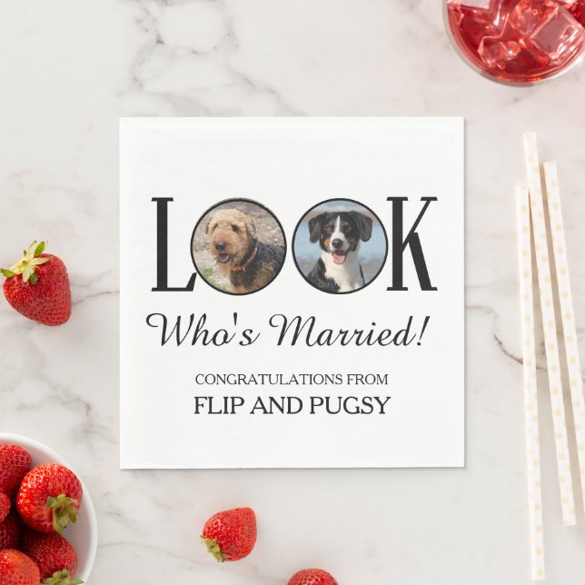 Wedding Reception Napkins with Dog or Pets Photo Pappersservett (Insitu)
