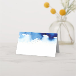 WEDDING RECEPTION snyggt vattenfärg stänk blue Placeringskort