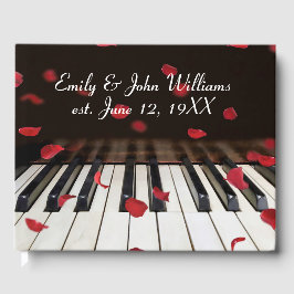 Wedding Red Rose Petals on Piano Keys Gästböcker